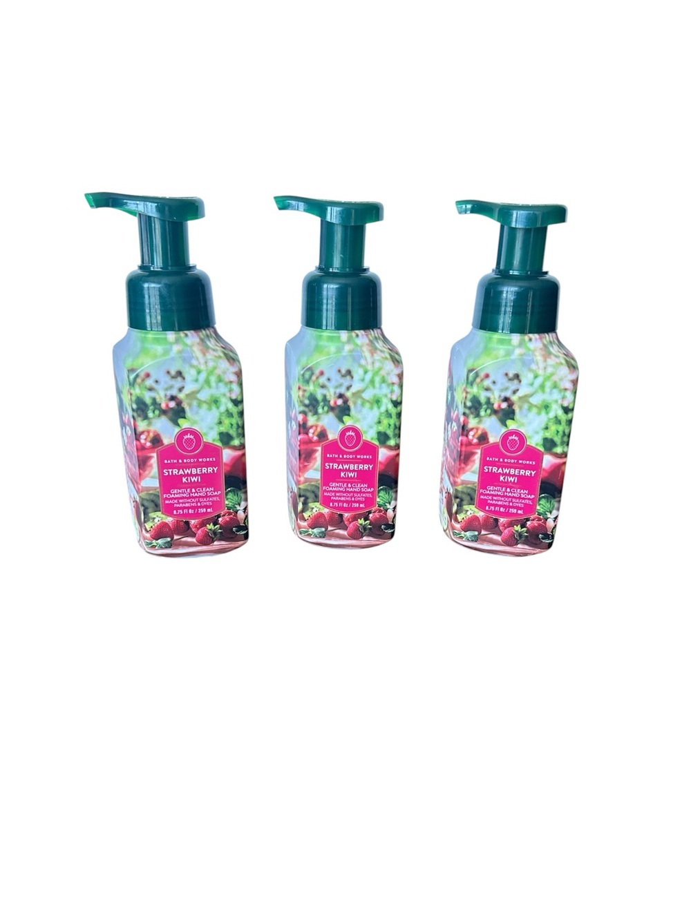 Bath & Body Works Strawberry Kiwi Foaming Hand Soap w/Essential oils x3